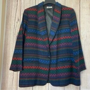 Vintage Katie Brooke Blazer coat Womens Sz 16 wool blend Aztec southwestern USA